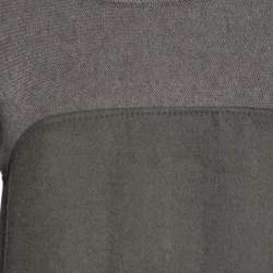 Pre Owned Loro Piana Grey Cashmere & Knit Paneled Long Sleeve Dress M