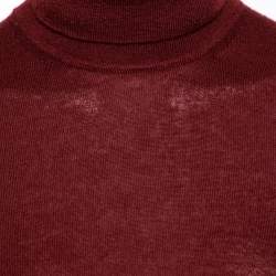 Pre Owned Loro Piana Maroon Cashmere Long Sleeve Turtle Neck Sweater M