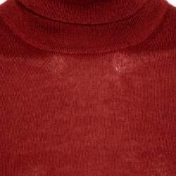 Pre Owned Loro Piana Brick Red Cashmere Long Sleeve Turtle Neck Sweater M