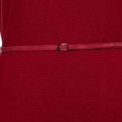 Pre Owned Loro Piana Red Two Toned Cashmere & Suede Trimmed Belted Dress M