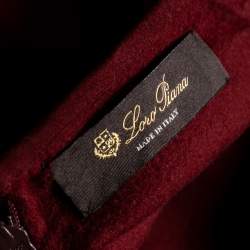 Pre Owned Loro Piana Dark Red Cashmere & Suede Trim Detailed V-Neck Dress M