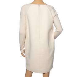 Pre Owned Loro Piana Cream Cashmere & Knit Paneled Long Sleeve Dress M