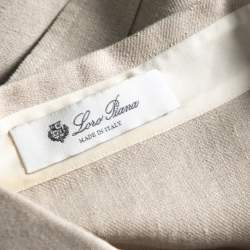 Pre Owned Loro Piana Beige Linen Button Front Short Sleeve  Dress M