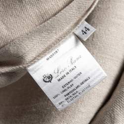 Pre Owned Loro Piana Beige Linen Button Front Short Sleeve  Dress M