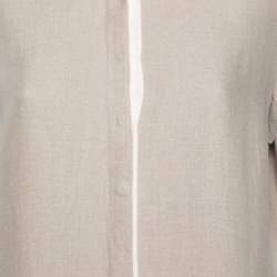Pre Owned Loro Piana Beige Linen Button Front Short Sleeve  Dress M