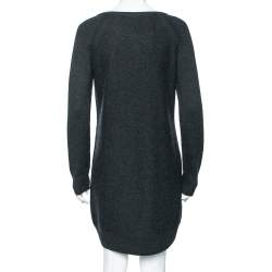 Pre Owned Loro Piana Charcoal Grey Cashmere Knit Sweater Dress M