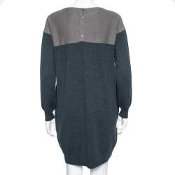 مملوكة مسبقًا فستان بكم طويل لورو بيانا كشمير قصات أزرق ورصاصي مقاس وسط ( ميديوم )