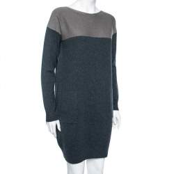 مملوكة مسبقًا فستان بكم طويل لورو بيانا كشمير قصات أزرق ورصاصي مقاس وسط ( ميديوم )