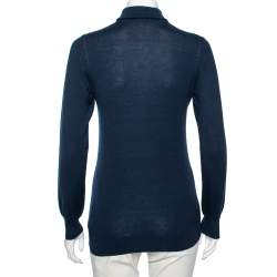 Pre Owned Loro Piana Navy Blue Cashmere Long Sleeve Turtle Neck Sweater M