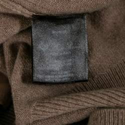 Pre Owned Loro Piana Beige Two Toned Cashmere & Suede Trimmed Dress M