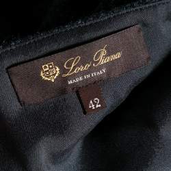 Pre Owned Loro Piana Charcoal Grey Cashmere Knit Short Sleeve Dress M