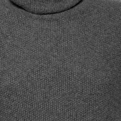 Pre Owned Loro Piana Grey Cashmere Turtleneck Short Sleeve Dress M