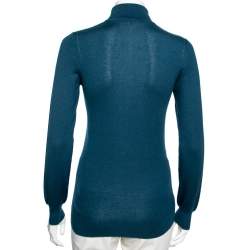Pre Owned Loro Piana Teal Blue Cashmere Turtleneck Long Sleeve Top S