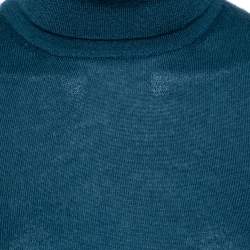 Pre Owned Loro Piana Teal Blue Cashmere Turtleneck Long Sleeve Top S