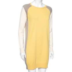 Pre Owned Loro Piana Multicolor Cashmere Long Sleeves Midi Dress M