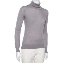 Pre Owned Loro Piana Grey Cashmere Knit Turtleneck Jumper M