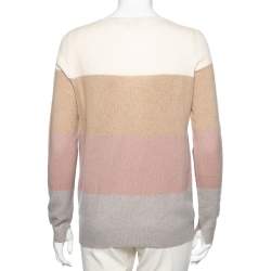 Pre Owned Loro Piana Color Block Striped Cashmere Sweater M