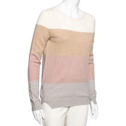Pre Owned Loro Piana Color Block Striped Cashmere Sweater M