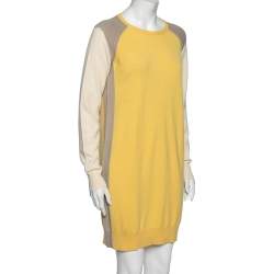 Pre Owned Loro Piana Multicolor Cashmere Long Sleeves Midi Dress M