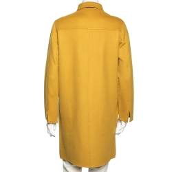 Pre Owned Loro Piana Mustard Yellow Cashmere Long Sleeve Dress M