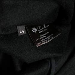 Pre Owned Loro Piana Black Cashmere & Brown Mink Fur Trimmed Dress M