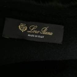 Pre Owned Loro Piana Black Cashmere & Brown Mink Fur Trimmed Dress M