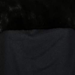 Pre Owned Loro Piana Black Cashmere & Brown Mink Fur Trimmed Dress M