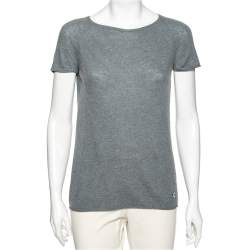 Pre Owned Loro Piana Grey Cashmere Short Sleeve T-Shirt S