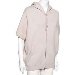 Pre Owned Loro Piana Beige Cashmere Drop Shoulder Zip Front Hooded Jacket M