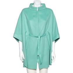 Pre Owned Loro Piana Mint Green Cashmere & Leather Belted Cape M