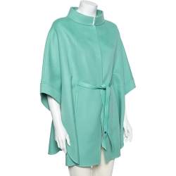 Pre Owned Loro Piana Mint Green Cashmere & Leather Belted Cape M