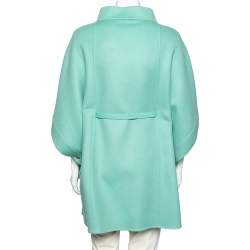 Pre Owned Loro Piana Mint Green Cashmere & Leather Belted Cape M