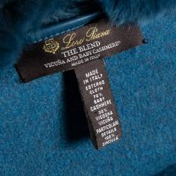 Pre Owned Loro Piana Blue Cashmere & Fur Trimmed Belted Salzburg Cape M