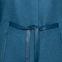 Pre Owned Loro Piana Blue Cashmere & Fur Trimmed Belted Salzburg Cape M