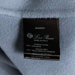 Pre Owned Loro Piana Light Blue Cashmere & Fur Trimmed Belted Salzburg Cape M