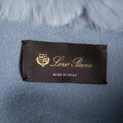 Pre Owned Loro Piana Light Blue Cashmere & Fur Trimmed Belted Salzburg Cape M