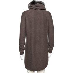 Pre Owned Loro Piana Brown Cashmere Collar Detail Sweater Dress M