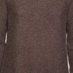Pre Owned Loro Piana Brown Cashmere Collar Detail Sweater Dress M