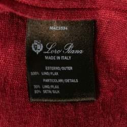 Pre Owned Loro Piana Red Linen & Silk Short Sleeve Jumper L