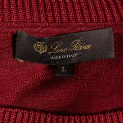 Pre Owned Loro Piana Red Linen & Silk Short Sleeve Jumper L
