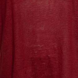 Pre Owned Loro Piana Red Linen & Silk Short Sleeve Jumper L