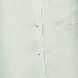 Pre Owned Loro Piana Light Green Linen Pocket Detail Button Front Shirt S