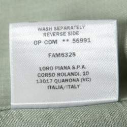 Pre Owned Loro Piana Light Green Linen Pocket Detail Button Front Shirt S