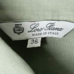Pre Owned Loro Piana Light Green Linen Pocket Detail Button Front Shirt S