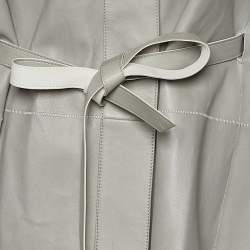 Pre Owned Loro Piana Grey Leather Belted Cape One Size