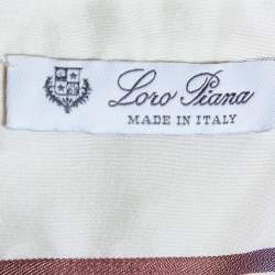 Pre Owned Loro Piana White Striped Silk Half Button Shirt L