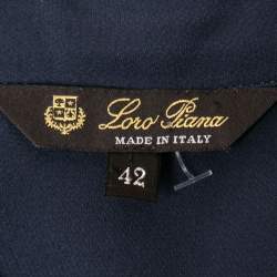 Pre Owned Loro Piana Slate Blue Silk Concealed Button Shirt M