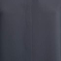Pre Owned Loro Piana Slate Blue Silk Concealed Button Shirt M