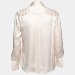 Pre Owned Loro Piana Light Pink Silk Concealed Button Shirt S