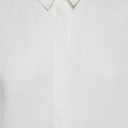 Pre Owned Loro Piana White Linen Button Front Shirt M